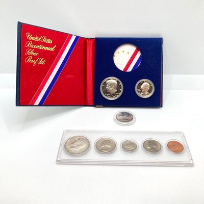 LOT 137: Coin Collection - 1965 Set, Bicentennial Silver Proof Kennedy Half Dollar / Quarter, 1972 Treasury Set, 1975 Proof Set, 1977...