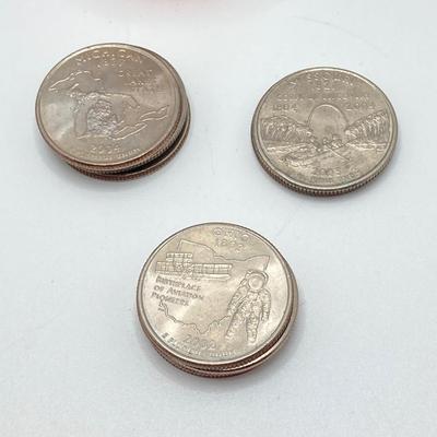 LOT 138: US State Quarter Collection - Alabama, Iowa, Maine, Michigan, Missouri, Ohio, Oklahoma, Wisconsin and Roll of Forty ($10)