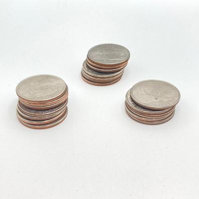 LOT 138: US State Quarter Collection - Alabama, Iowa, Maine, Michigan, Missouri, Ohio, Oklahoma, Wisconsin and Roll of Forty ($10)