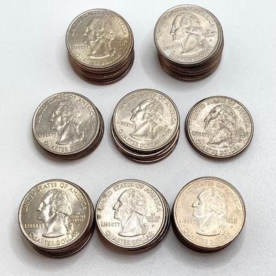LOT 138: US State Quarter Collection - Alabama, Iowa, Maine, Michigan, Missouri, Ohio, Oklahoma, Wisconsin and Roll of Forty ($10)
