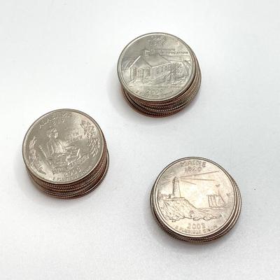 LOT 138: US State Quarter Collection - Alabama, Iowa, Maine, Michigan, Missouri, Ohio, Oklahoma, Wisconsin and Roll of Forty ($10)