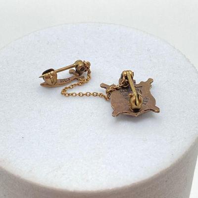 LOT 142: Vintage Gold Pins (Free Mason Presidential Crown and Demolay Masonic Pin with Pearls)- 10KT, 2.0 gtw