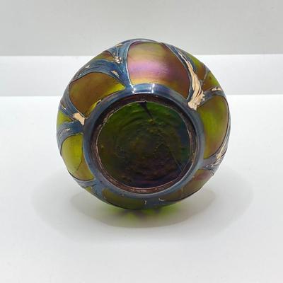 LOT 144: Art Nouveau Fine Silver Patented 3376 Art Glass Vase with Overlay