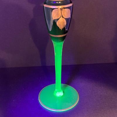LOT 145: Antique / Vintage Art Deco Gold Tone / Glass Perfume Bottles - Uranium Glass Style Included