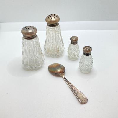 LOT 147: Collection of Vintage Sterling and More - Personalized Cup, Spoon and Salt and Pepper Shakers (2 Sets) - 87.9 gtw