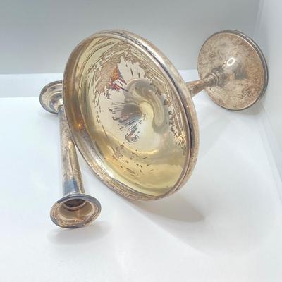 LOT 148: Weighted Sterling Acme Pedestal Bowl and Lunt's Candlestick Holder