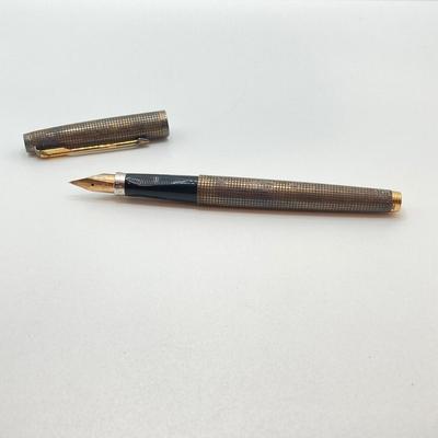 LOT 149: Vintage Parker Sterling and Gold Filled Fountain Pen with 14KT Gold Nib Tip