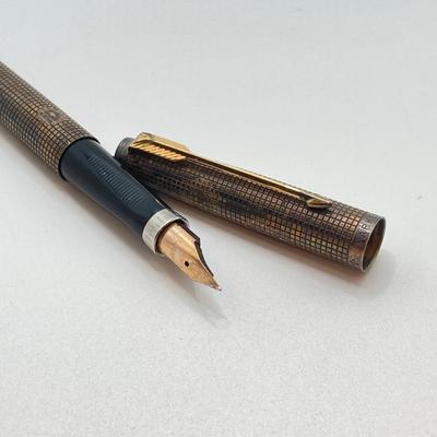 LOT 149: Vintage Parker Sterling and Gold Filled Fountain Pen with 14KT Gold Nib Tip