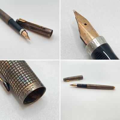 LOT 149: Vintage Parker Sterling and Gold Filled Fountain Pen with 14KT Gold Nib Tip