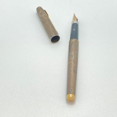 LOT 149: Vintage Parker Sterling and Gold Filled Fountain Pen with 14KT Gold Nib Tip