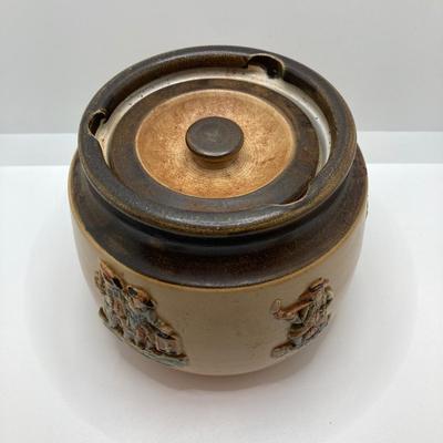 LOT 151: Vintage Bourne Denby Made in England Stoneware Tobacco Jar with Locking Lid