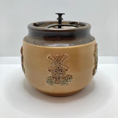 LOT 151: Vintage Bourne Denby Made in England Stoneware Tobacco Jar with Locking Lid