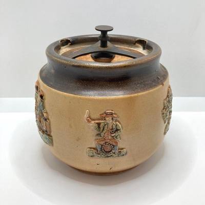 LOT 151: Vintage Bourne Denby Made in England Stoneware Tobacco Jar with Locking Lid