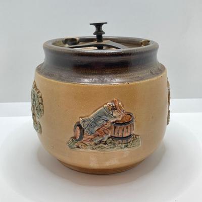 LOT 151: Vintage Bourne Denby Made in England Stoneware Tobacco Jar with Locking Lid