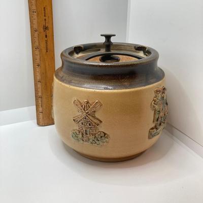 LOT 151: Vintage Bourne Denby Made in England Stoneware Tobacco Jar with Locking Lid