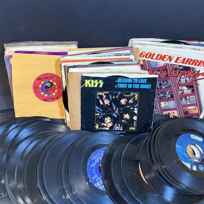 LOT 164: Large Assortment of Vintage 45’s Some with Jackets/Sleeves
