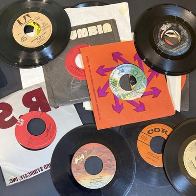 LOT 164: Large Assortment of Vintage 45’s Some with Jackets/Sleeves
