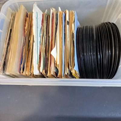 LOT 165: Collection of Vintage Vinyl 45’s Some with Jackets and Sleeves