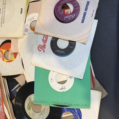 LOT 165: Collection of Vintage Vinyl 45’s Some with Jackets and Sleeves