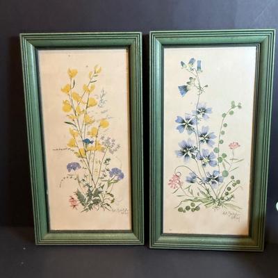 LOT 166: Vintage Rum Rill Ceramic Vase and Fleck Bros. Floral Wall Art