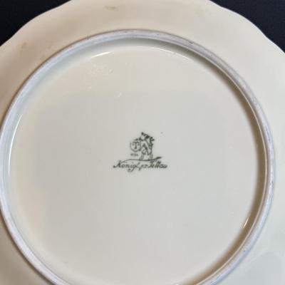 LOT 168: Vintage Bohemian Green Art Glass Bowl and Koniglinch Tettau Dish