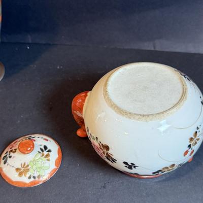 LOT 169: Asian Inspired Collection - Noritake Landscape Vase, Floral Teapot, Vintage Wall Art and Paper Umbrella from 1936
