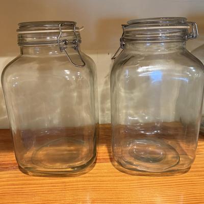 LOT 170: Vintage American Family Scale and Set of Four (4) Large Lidded Glass Jars