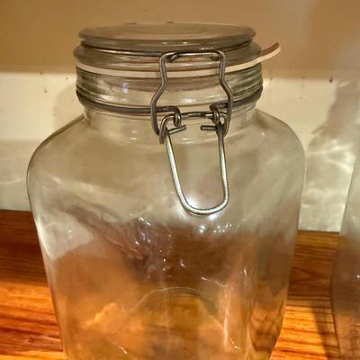 LOT 170: Vintage American Family Scale and Set of Four (4) Large Lidded Glass Jars