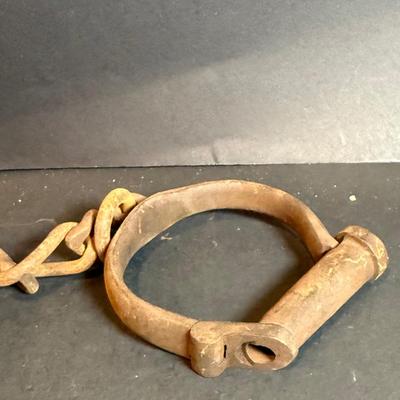 LOT 175: Antique Iron Prison Shackles with key