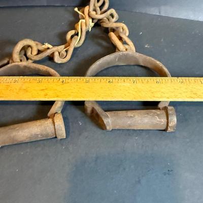 LOT 175: Antique Iron Prison Shackles with key