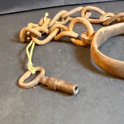 LOT 175: Antique Iron Prison Shackles with key