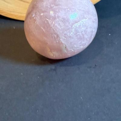 LOT 178: Beautiful Polished Stone/Marble Fruit and Eggs in a Wooden Bowl