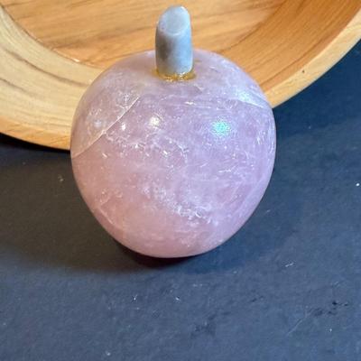 LOT 178: Beautiful Polished Stone/Marble Fruit and Eggs in a Wooden Bowl