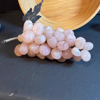 LOT 178: Beautiful Polished Stone/Marble Fruit and Eggs in a Wooden Bowl