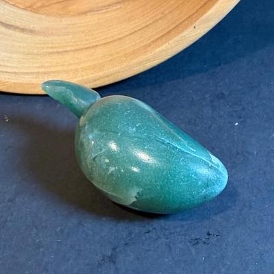 LOT 178: Beautiful Polished Stone/Marble Fruit and Eggs in a Wooden Bowl