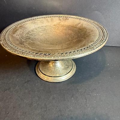 LOT 180: Antique (1779) Sterling Silver Compote 170.6g in weight, Wooden Spoon and Fork with Weighted Serling Silver Handles and a...