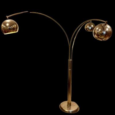 LOT 184: Mid Century Italian Style Brass Arc Floor Lamp