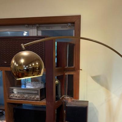 LOT 184: Mid Century Italian Style Brass Arc Floor Lamp