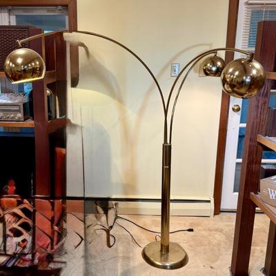 LOT 184: Mid Century Italian Style Brass Arc Floor Lamp