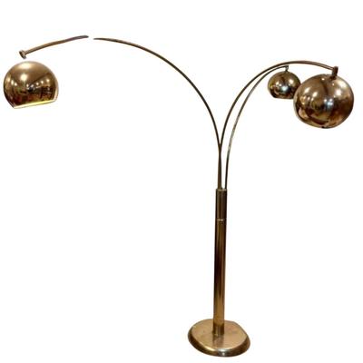 LOT 184: Mid Century Italian Style Brass Arc Floor Lamp
