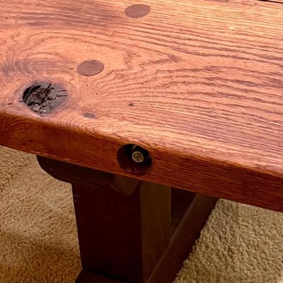 LOT 185: Rustic/Farmhouse Longe Wooden Coffee Table/Bench