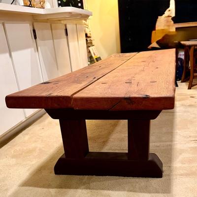 LOT 185: Rustic/Farmhouse Longe Wooden Coffee Table/Bench