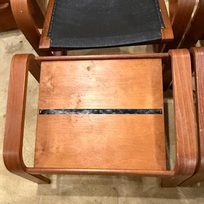 LOT 187: Pair of IKEA Poang Wooden armchairs with Ottomans