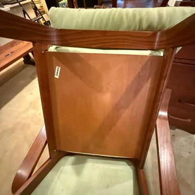LOT 187: Pair of IKEA Poang Wooden armchairs with Ottomans