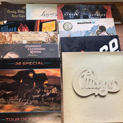 LOT 196: Classic Vinyl/LP Album Collection: Lynyrd Skynyrd, Woodstock, Alice Cooper, Chicago, 38 Special & More