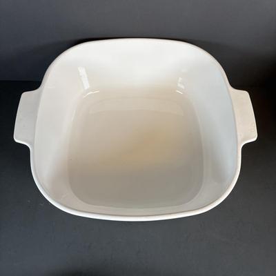 LOT 213: Kitchen Essentials: Corelle, Corning Ware, Fire King, Glass Double Boiler, Flatware and a Glass Honeypot