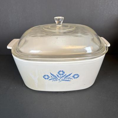 LOT 213: Kitchen Essentials: Corelle, Corning Ware, Fire King, Glass Double Boiler, Flatware and a Glass Honeypot