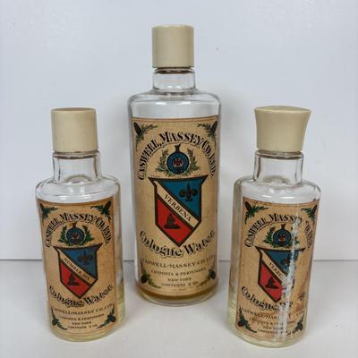 LOT 219: Unique Vintage Bottles & Jar: Colbalt Blue Jar w/a Medicated Creme Lid, Milk Glass Mortar & Pestel w/Lid, Lister Dental...