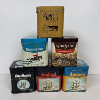 LOT 220: Cigar & Cigarette Tobacco Collection: Murad Tin, Antique Tobacco Scotch & Rappee Snuff Bottle, Cohiba Ashtray, Pouch,...