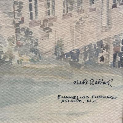 LOT 221: Signed Watercolor by Claire R Archer of the Enameling Furnace in Allaire NJ